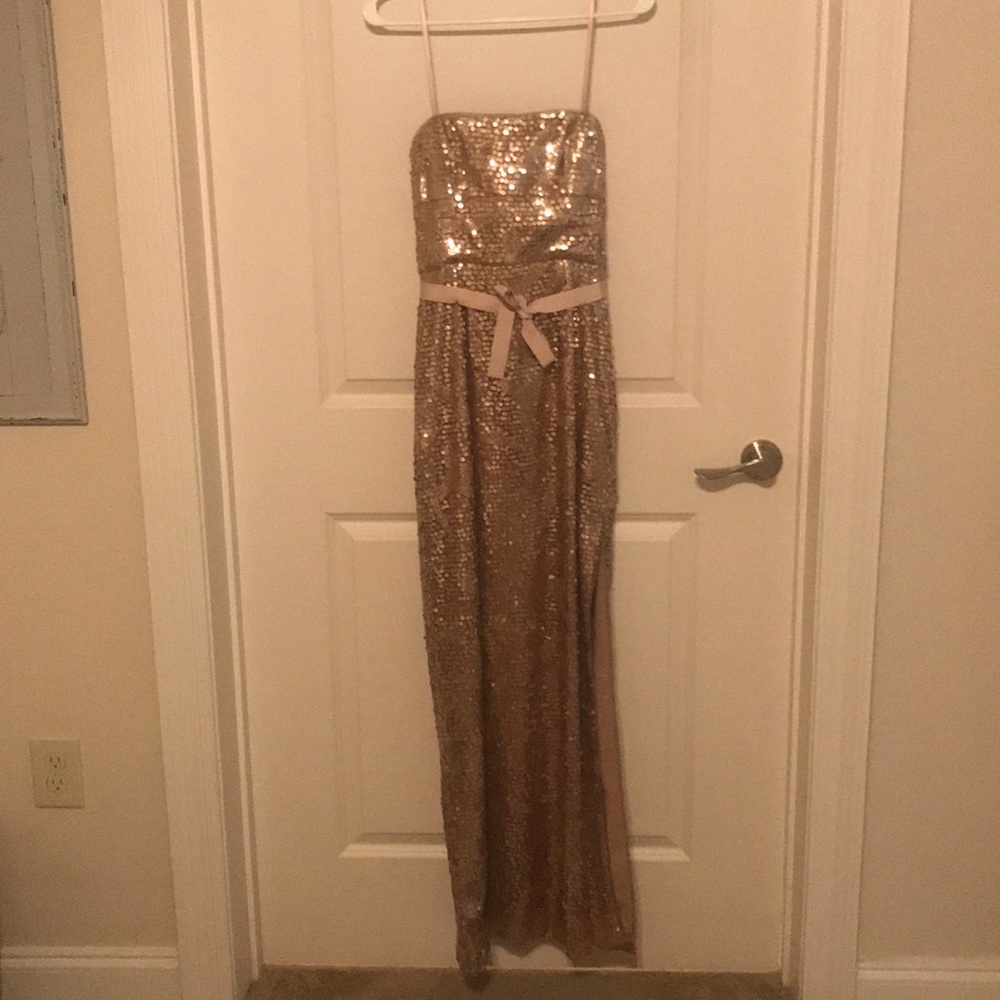 Gold sequin BCBG Maxazria long dress